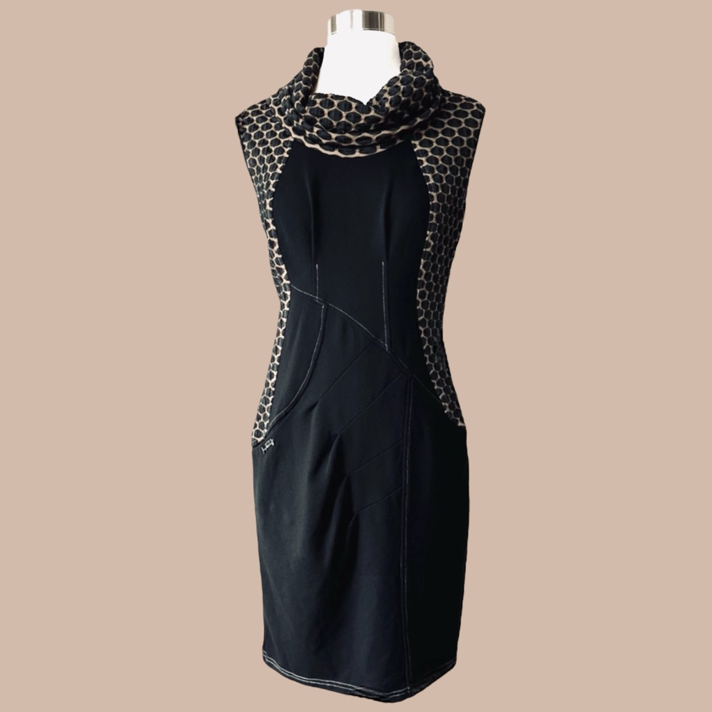 Joseph Ribkoff Vintage Cowl Neck Panel Dress || Size 8